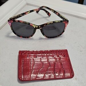 NWOT B-Low The Belt Red   Card Holder & Foster Grant Sunglasses
